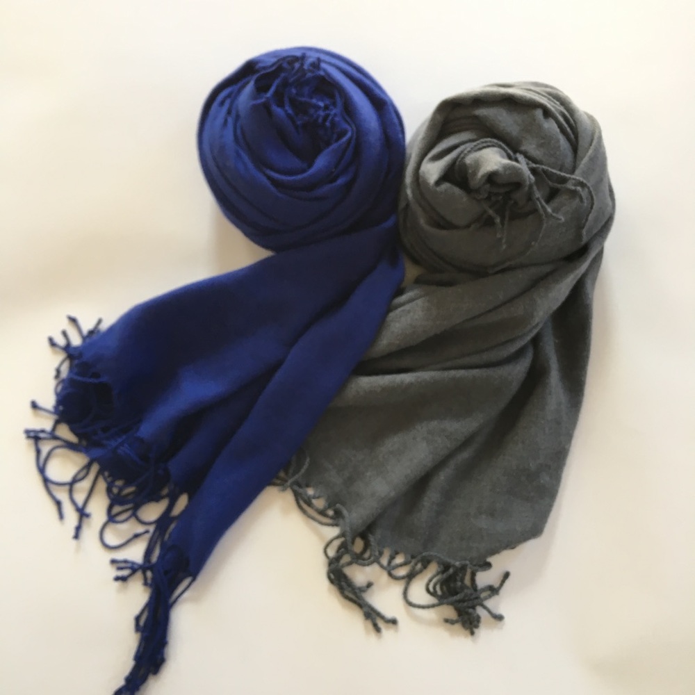 Love Quotes Cobalt Blue & Grey Scarf